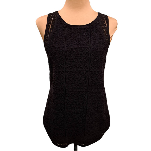 Ann Taylor Tops - Ann Taylor Navy Blue Lace Tank Top - Size M
